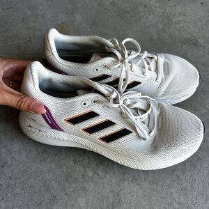 Adidas White Sneakers with Black and Orange Details